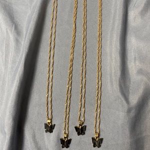 Butterfly Pendant Necklace in Black